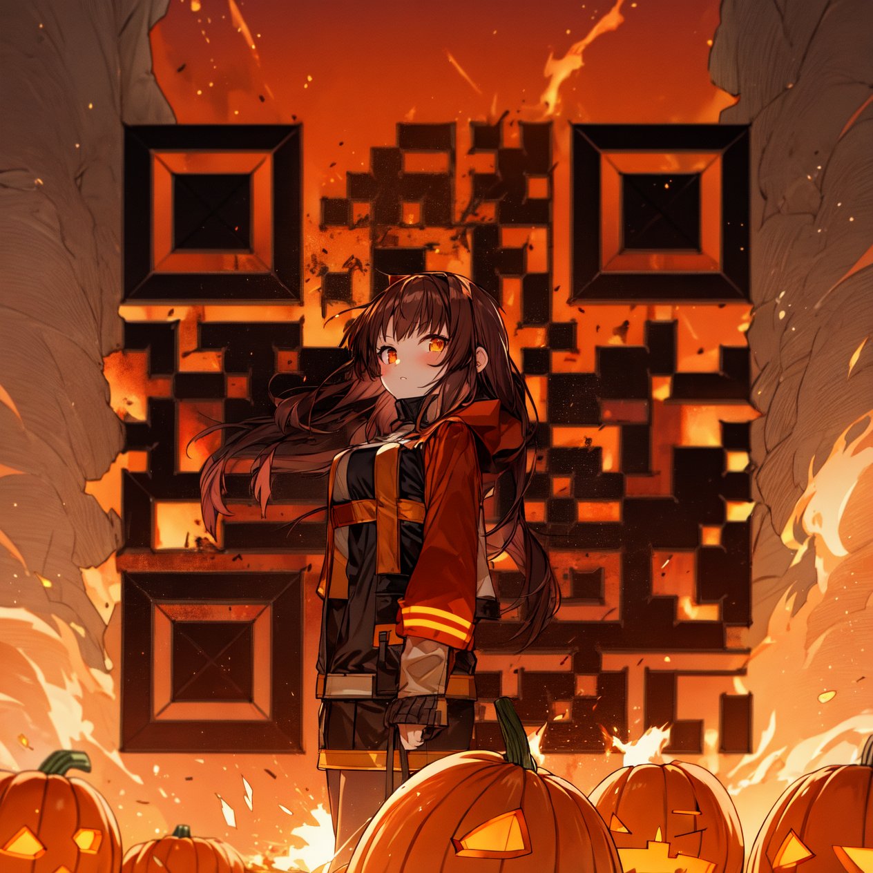00239-2359084709-sunset, 1girl, orange sky, dusk, fire, long hair, explosion, orange background, solo, twilight, evening, long sleeves, breasts,.jpg